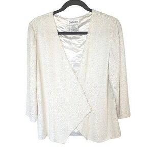 Chadwicks Womens 10P White Beaded Evening Jacket Open Front Bridal Formal